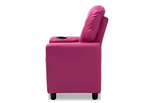 Baxton Studio Evonka Modern and Contemporary Magenta Pink Faux Leather Kids Recliner Chair